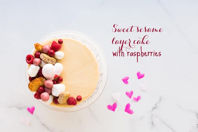 Sweet sesame layer cake with raspberries | Kitchen Heals Soul